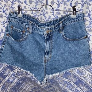 High waisted jean shorts